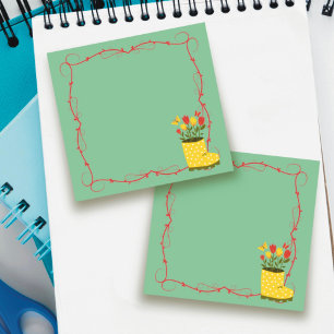Spring Rain Boot, Tulip, Butterfly Post-it Notes