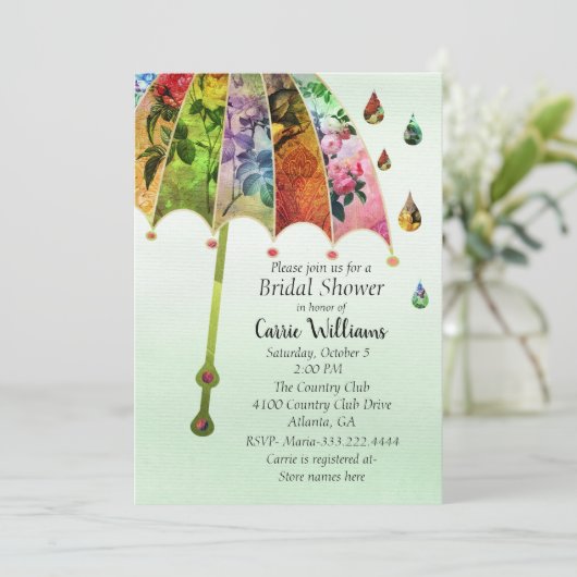Spring Rain Bridal Shower Uitnodiging (Staand voorkant)