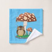 Spring Rain Douche Uil Paddestoel Bad Handdoek (Wasdoekje)