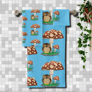 Spring Rain Douche Uil Paddestoel Bad Handdoek