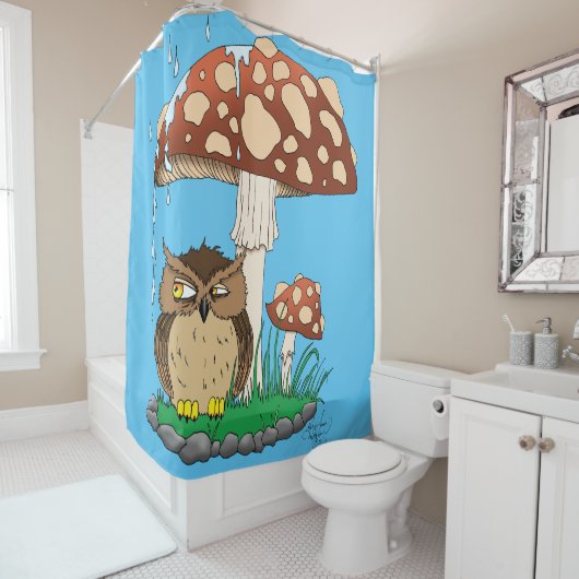 Spring Rain Douche Uil Paddestoel Douchegordijn (In situ)