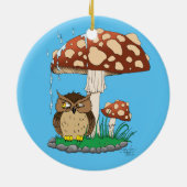 Spring Rain Douche Uil Paddestoel Keramisch Ornament (Achterkant)