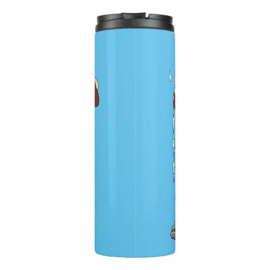 Spring Rain Douche Uil Paddestoel Thermosbeker (Achterkant)