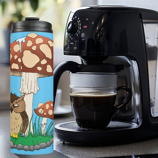 Spring Rain Douche Uil Paddestoel Thermosbeker