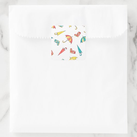 Spring Rain I Vierkante Sticker (Tas)