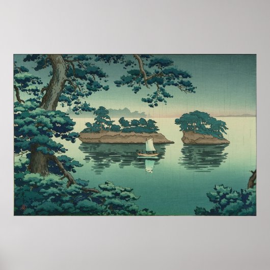 Spring Rain, Matsushima Japanse waterscape Art Poster (Voorkant)