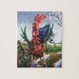Spring Rain Rooster Illustration Jigsaw Puzzle Legpuzzel