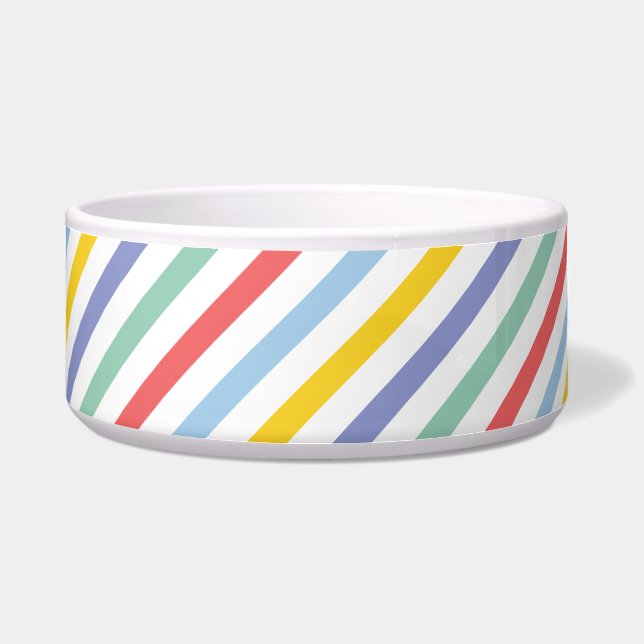 Spring Rainbow Stripes Large Pet Bowl Voerbakje (Voorkant)