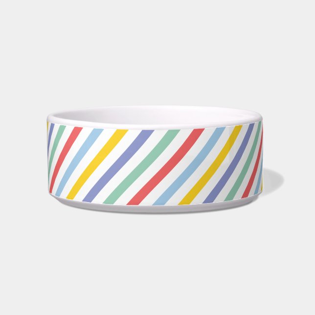 Spring Rainbow Stripes Small Pet Bowl Voerbakje (Rechts)