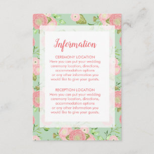 Spring Ranunculus Bloemen Bruiloft Informatie Kaar Informatiekaartje