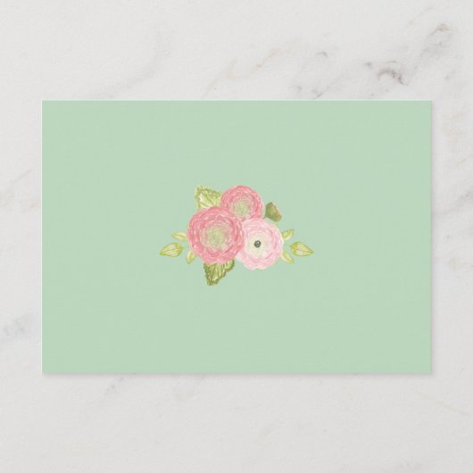 Spring Ranunculus Mint Bruiloft Wishing Well Kaart (Achterkant)