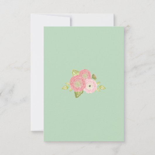 Spring Ranunculus Mint Floral Wedding Reactie Kaar RSVP Kaartje (Achterkant)