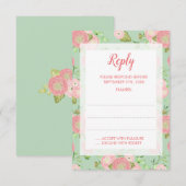 Spring Ranunculus Mint Floral Wedding Reactie Kaar RSVP Kaartje (Voorkant / Achterkant)