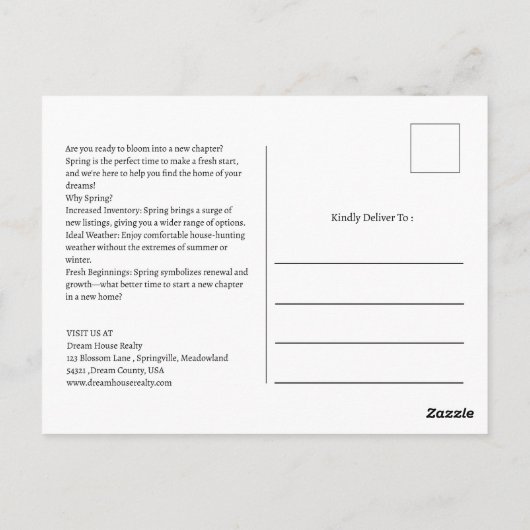Spring Real Estate doorverwijzing Briefkaart (Achterkant)