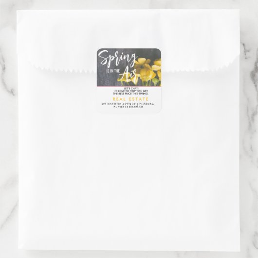 Spring Real Estate Marketing Postcard | Custom Age Vierkante Sticker (Tas)