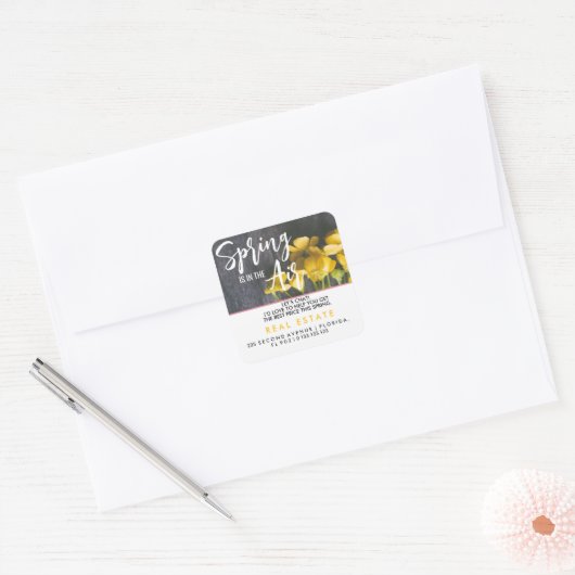 Spring Real Estate Marketing Postcard | Custom Age Vierkante Sticker (Envelop)