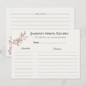 Spring Recipe Card Floral Seasonal Kitchen  Aankondiging (Voorkant / Achterkant)