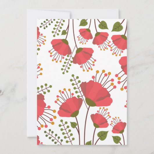 Spring Red Poppies Floral Birthday Brunch Kaart (Achterkant)