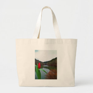 Spring Red Tulip at Lake Arrowhead Grote Tote Bag