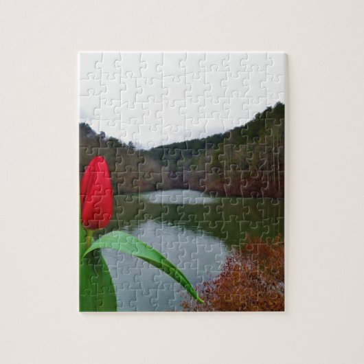 Spring Red Tulip at Lake Arrowhead Legpuzzel (Verticaal)