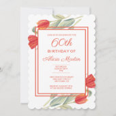 Spring Red Tulip Stijlvolle Flora 60e verjaardag Kaart (Voorkant)