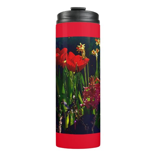 Spring Red Tulips waterflesje Thermosbeker (Voorkant)