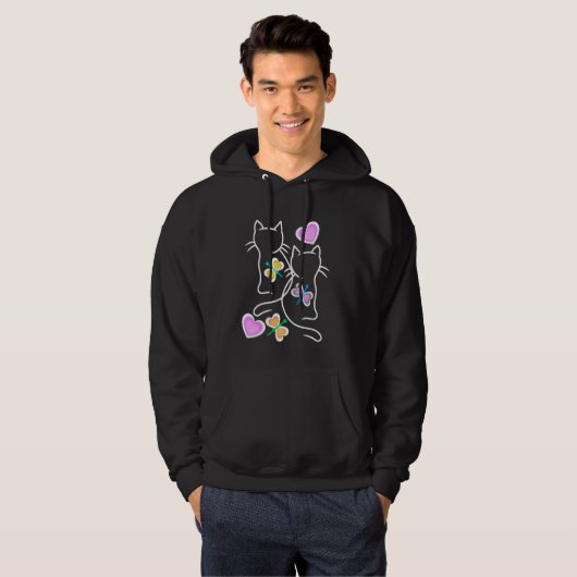 Spring Retro Cats 80s 90s Kittens Vlinders Chil Hoodie (Voorkant volledig)