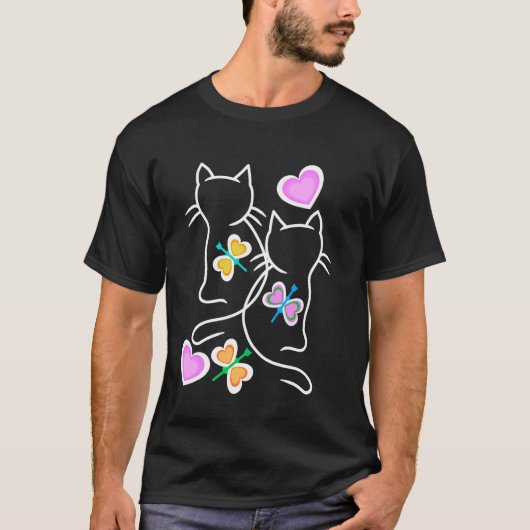Spring Retro Cats 80s 90s Kittens Vlinders Chil T-shirt (Voorkant)