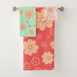 Spring Retro Flowers Pattern Bath Towel Set Bad Handdoek