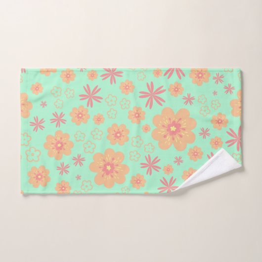 Spring Retro Flowers Pattern Bath Towel Set Bad Handdoek (Handdoek)