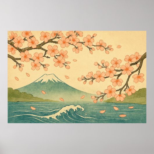 Spring Reverie: Cherry Blossoms at Fuji’s Edge Poster (Voorkant)