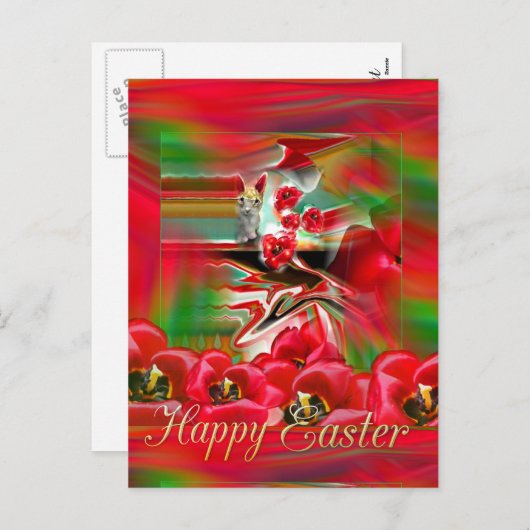 Spring Revival Abstract Easter Art Briefkaart (Voorkant / Achterkant)
