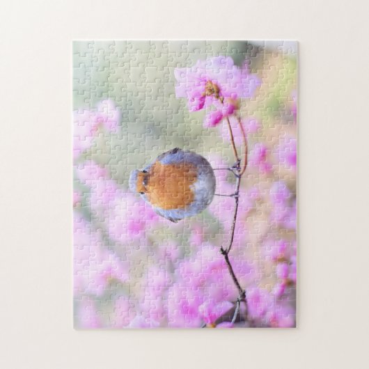 Spring Robin Bird Blossom Legpuzzel (Verticaal)