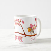 Spring Robin Bird Cherry Blossom Coffee Mok (Voorkant rechts)