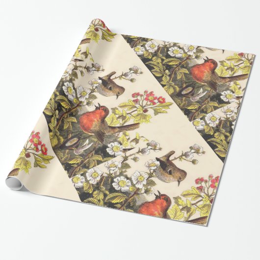 Spring Robin Birds Red Birding Cadeaupapier (Uitgerold)