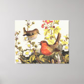 Spring Robin Birds Red Birding Canvas Afdruk (Voorkant)