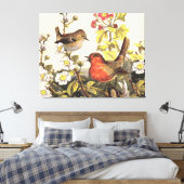 Spring Robin Birds Red Birding Canvas Afdruk (Insitu (Slaapkamer))