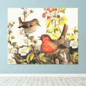 Spring Robin Birds Red Birding Canvas Afdruk (Insitu (Houten vloer))