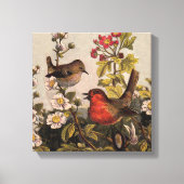 Spring Robin Birds Red Birding Canvas Afdruk (Voorkant)