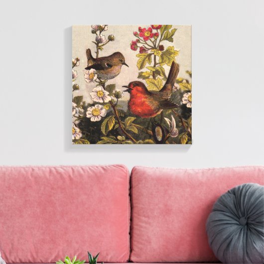 Spring Robin Birds Red Birding Canvas Afdruk (Insitu (Woonkamer))