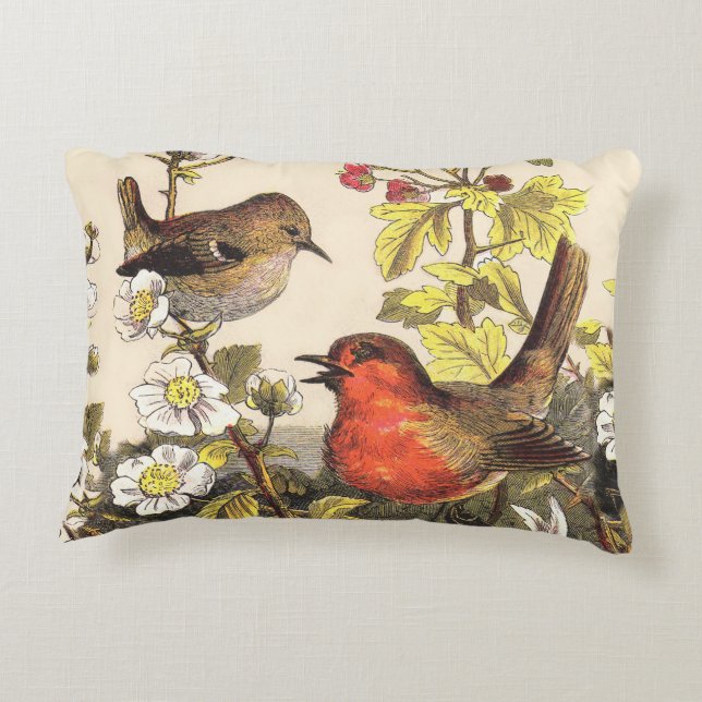 Spring Robin Birds Red Birding Decoratief Kussen (Achterkant)