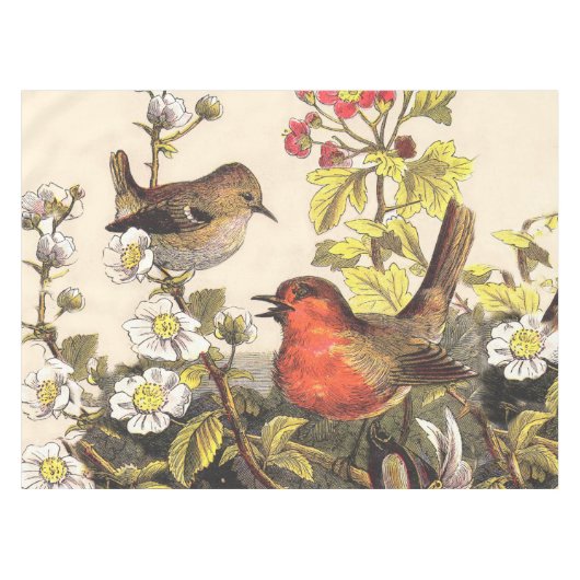 Spring Robin Birds Red Birding Tafelkleed (Voorkant (Horizontaal))