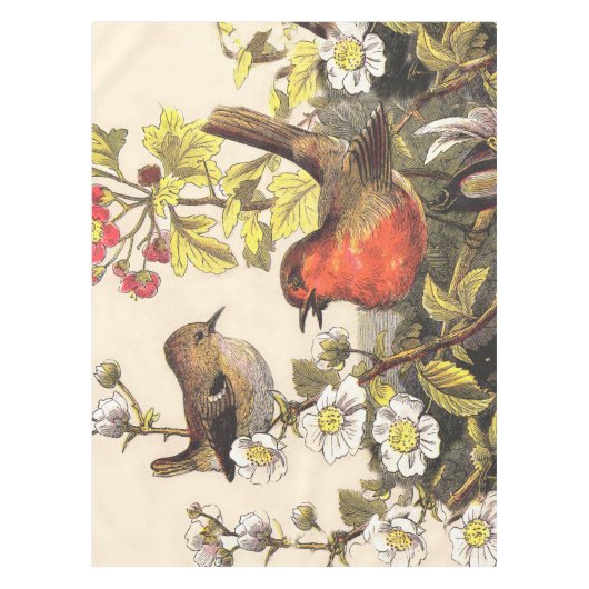 Spring Robin Birds Red Birding Tafelkleed (Voorkant)