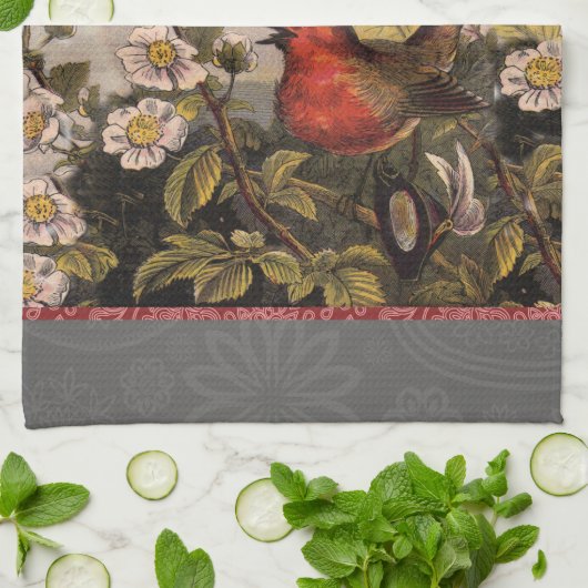 Spring Robin Birds Red Birding Theedoek (Gevouwen)