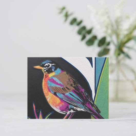 Spring Robin Collage Briefkaart (Staand voorkant)