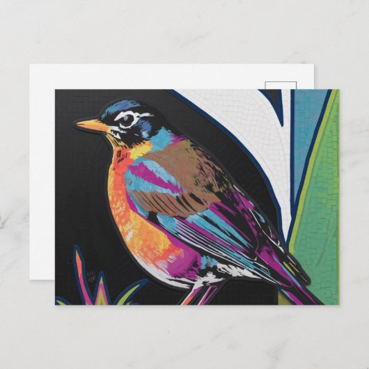 Spring Robin Collage Briefkaart (Voorkant / Achterkant)