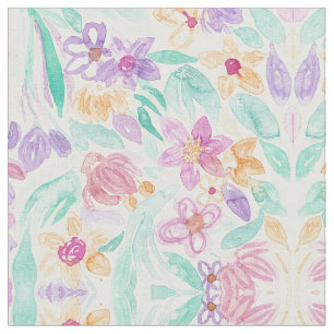 Spring rommelige roze Oranje Paarse Bloemen Waterv Stof