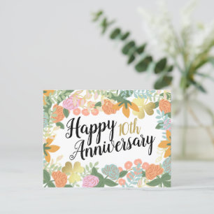Spring Roos Bloom Clover Happy 10th Jubileum Briefkaart