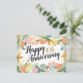 Spring Roos Bloom Clover Happy 10th Jubileum Briefkaart (Staand voorkant)