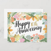 Spring Roos Bloom Clover Happy 10th Jubileum Briefkaart (Voorkant / Achterkant)